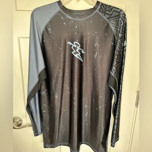 DaHui TXX Rash Guard XXL Long Sleeve Surf Swim Top Gray Black Tribal